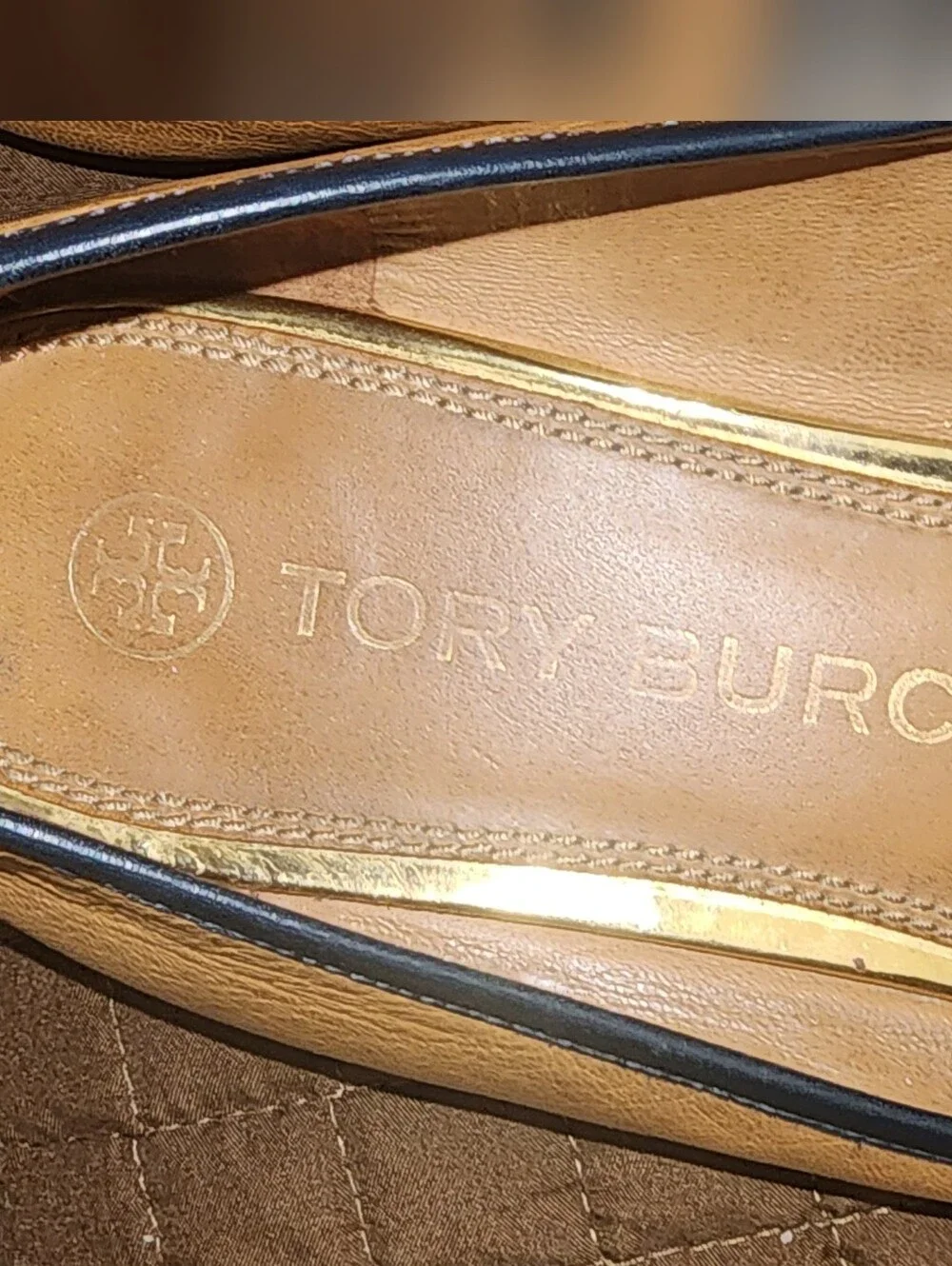 Tory Burch Gemini Link Women’s Size 11 M Tan Leather Monogram Loafers Flats